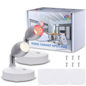 3 spots à LED COB RVB/blanc pour meubles de cuisine avec télécommande et  minuterie UBL-6.rgbw, Encastrable et mural