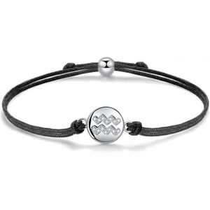 BRACELET - GOURMETTE Bracelet Signes Astrologiques Femme - Filigrane Cordon Argent Sterling 925 - Verseau - BRACELET - Service:womens