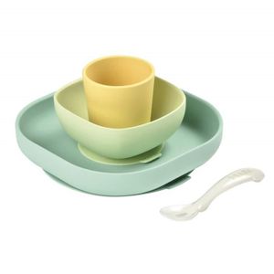 USTENSILES BÉBÉ Set Vaisselle Silicone Ventouse - BÉABA - Jaune - 