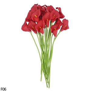 FLEUR ARTIFICIELLE Objets décoratifs,Bouquet de lys artificiel,blanc,rose,toucher réel,fleur de Calla,DIY,pour mariage,décoration de - F06 red -10pcs