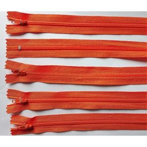 5 FERMETURES eclair FINE POLYESTERE 30 cm COLORIS ORANGE pochette coussin jupe R