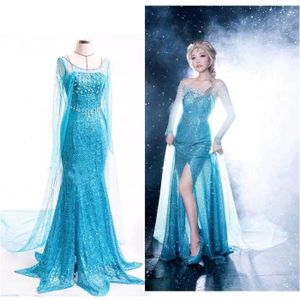 DÉGUISEMENT - PANOPLIE Déguisement Elsa Adult Cosplay Costume Luxe robe de bal 