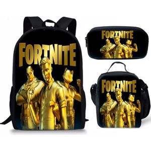 SAC À DOS Fortnite Sac à dos pour enfants,garçons et filles,3 pièces,sac à dos avec boîte à Lunch et trousse à crayons