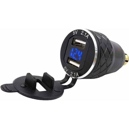 ADAPTATEUR CHARGEUR MOTO 5V/1A Prise De Courant étanche Matériau Noir