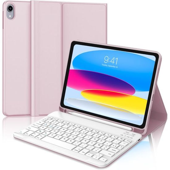 Clavier Ipad 10 Ème Génération 2022 - Azerty Français Clavier Bluetooth Sans Fil Avec Réveil