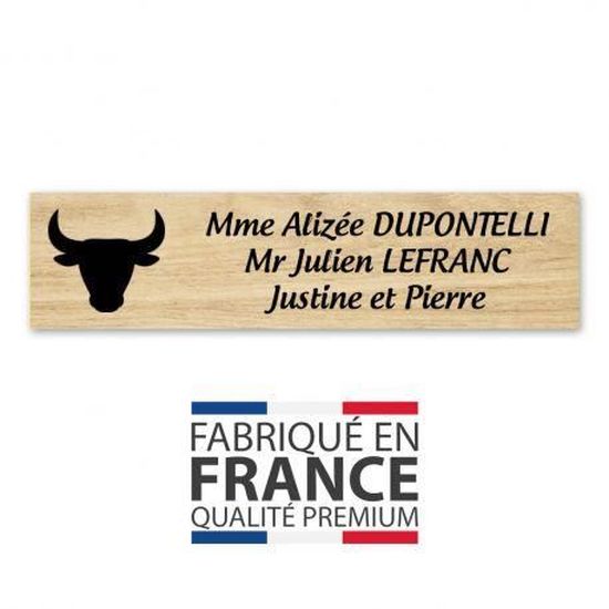 Plaque Nom Personnalisee 3 Lignes Signe Astrologique Taureau Pour Boite Aux Lettres Type Decayeux 100x25mm Plaque Bois Clair Cdiscount Bricolage