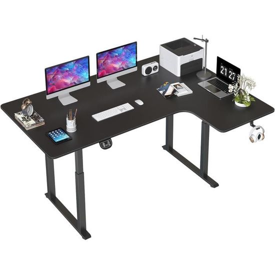 Ultimate Setup Bureau Gaming 140 cm Table Gaming réglable en Hauteur  Couleur Noir électrique - Bureau 140x70 cm