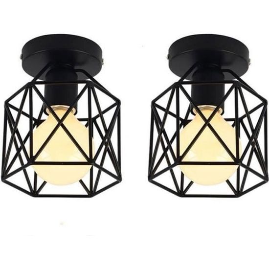 IDEGU Lot De 2 Plafonnier Industriel En Métal Noir,4lampes,Lustre