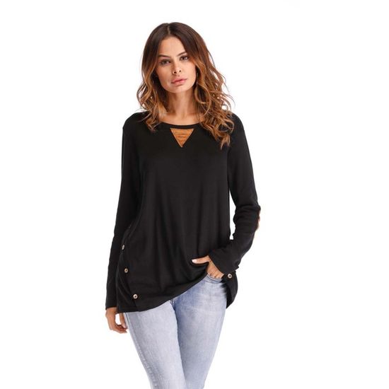 Pull Sweat shirt Femme Grande Taille INSFITY Automne Noir Noir Cdiscount Pret a Porter