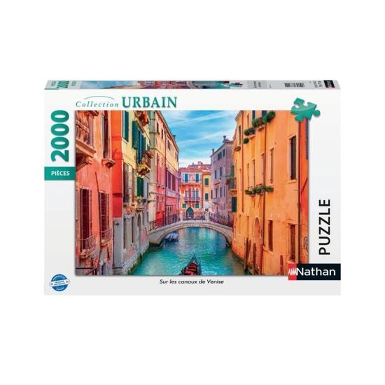 Puzzle 2000 pièces - Nathan - Sur les canaux de Venise - Voyage et cartes - Format idéal pour les passionnés