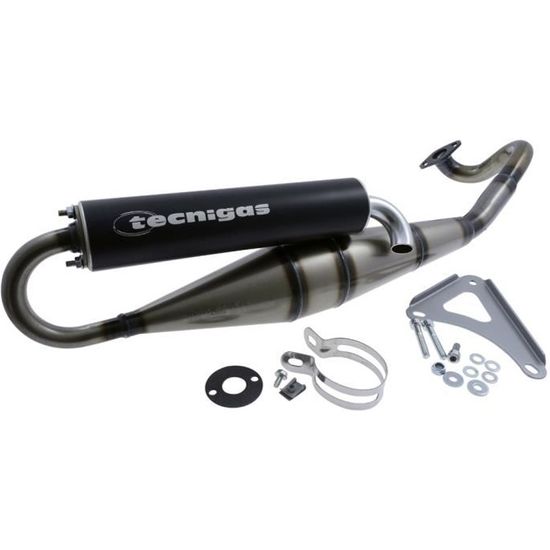 Pot D'Échappement Sport Tecnigas Q-Tre Chromé/Rouge Pour Peugeot Streetzone/Kisbee 50 2 Temps - Homologué E - Gain De Puissance +10%
