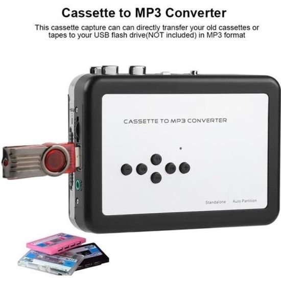 Lecteur Cassette Portable Gracioso – Convertisseur Cassette Vers MP3 Sur Carte SD – Neuf