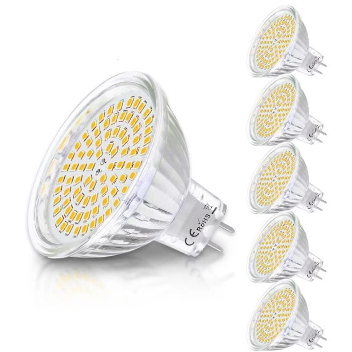 Ampoules LED MR16 GU5.3 12V, Blanc Chaud 2800K, 5W Equivalent à 50W