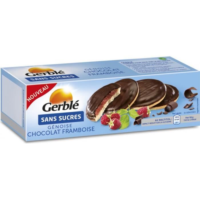 Gerblé Sans Sucres Génoise Chocolat Framboise 140g