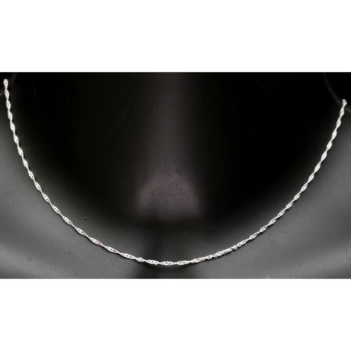 chaine Singapour dame 40cm en argent 925 maille torsadée collier pour femme