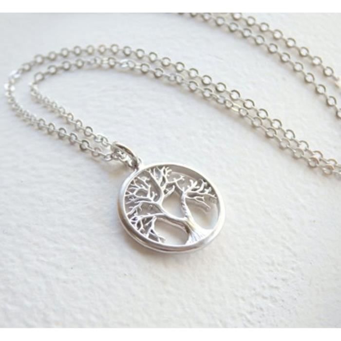 Collier Sautoir Pendentif Arbre de Vie Argent Sterling Pure 925/1000