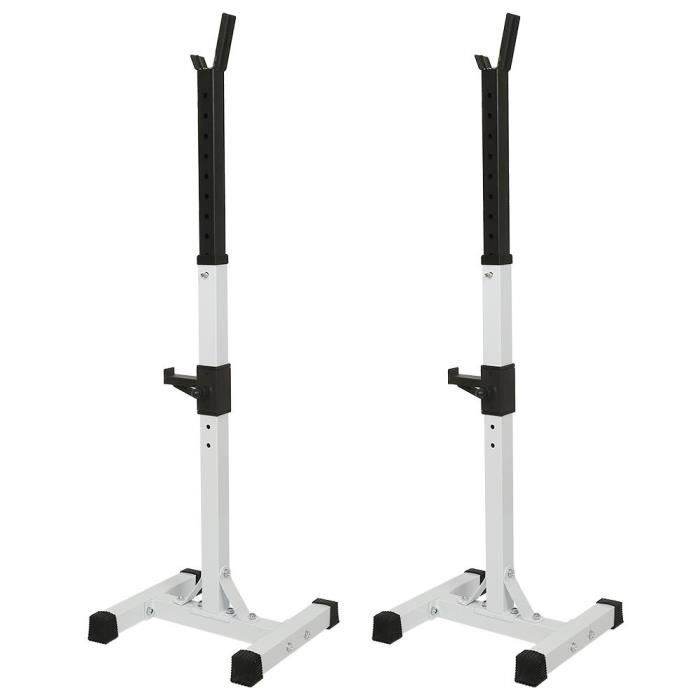 Rack Squat Réglable multifonction porte-haltères hauteur règlable Noir/Blanc