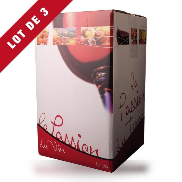 Lot de 3 - Bag-In-Box 10L Domaine de Lescure Rouge IGP Comté Tolosan - 3x1000cl - Vin Rouge