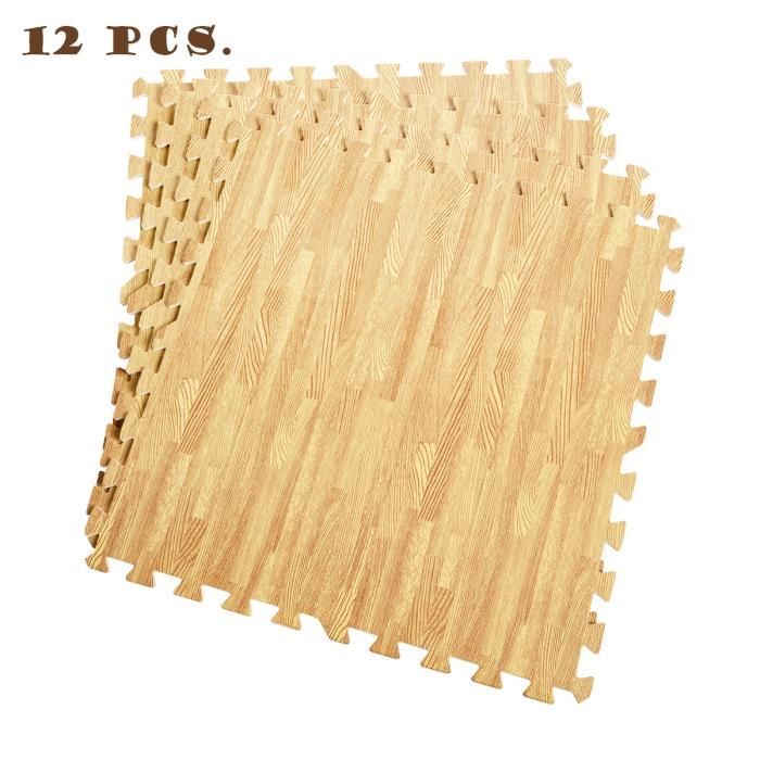COSTWAY 12 Dalles Tapis de Sol en EVA,Tapis Puzzle Carrées,Tapis de Gymnase,Tapis de Sport, Yoga 60 x 60 x 1 CM Antidérapant
