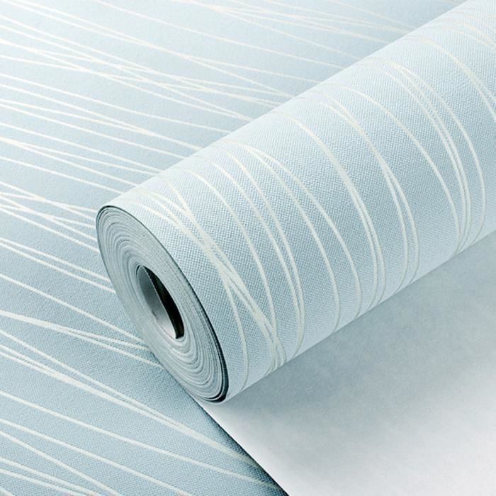 Papier Peint Mur Rouleau Impression Intissé en 3D 10m*0.55m Flocage Bleu