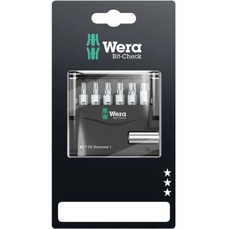 Coffret Bit-Check de 6 embouts Torx® Z + porte-embouts WERA WERK 05073404001