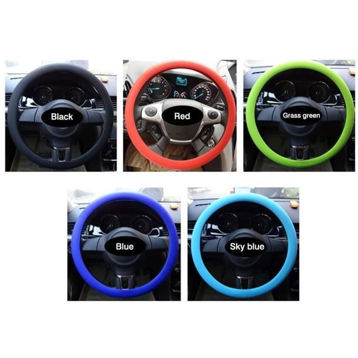 Diamètre 36cm-40cm Couvre-Volant de Voiture en Silicone pour la Plupart des Voitures Couvre-Volant en Plusieurs Couleurs (Noir 2158