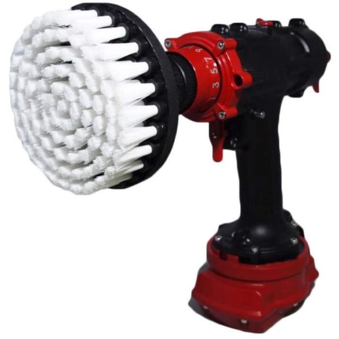 Brosse pour perceuse de qualité supérieure,extra douce,blanche,13cm.Ne raye pas les surfaces.Convient pour tapis,cuir,tapisserie,meu
