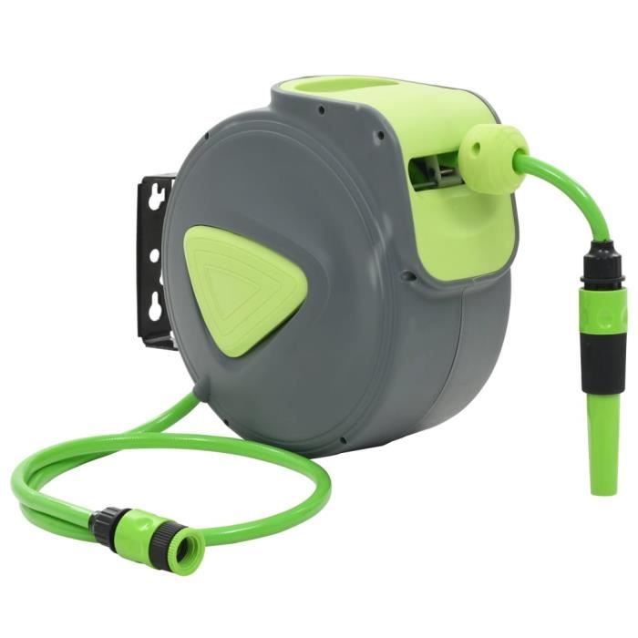 Brico*8169Ergonomique Dévidoir Enrouleur mural automatique pour tuyau rétractable - Enrouleur de Tuyau de Jardin 10+1 m