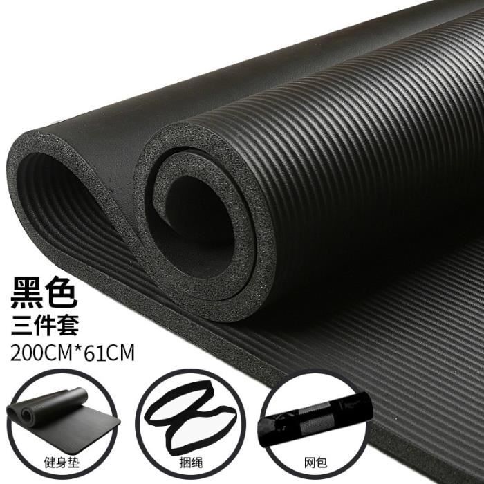 Tapis de sol,Tapis de Yoga antidérapant, Super épais, allongé et élargi, pour hommes, 200x61x2cm - Type mat with strap bag