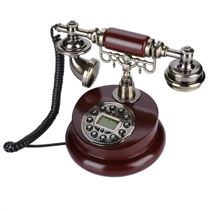 Téléphone antique, maison rétro vintage filaire filaire bureau téléphone ligne fixe téléphone alimenté pour