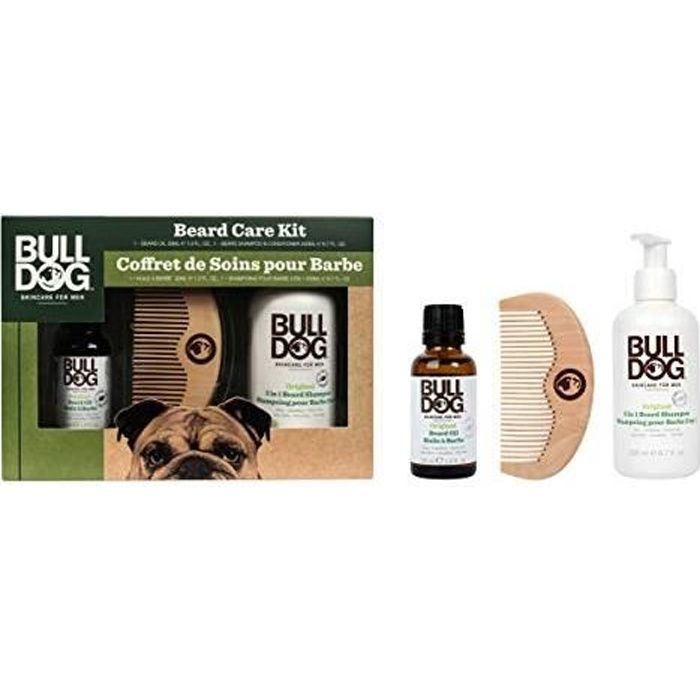 BULLDOG Coffret Soin de la barbe - Pour les hommes - Contient des ingrédients naturels - Sans colorants artificiels