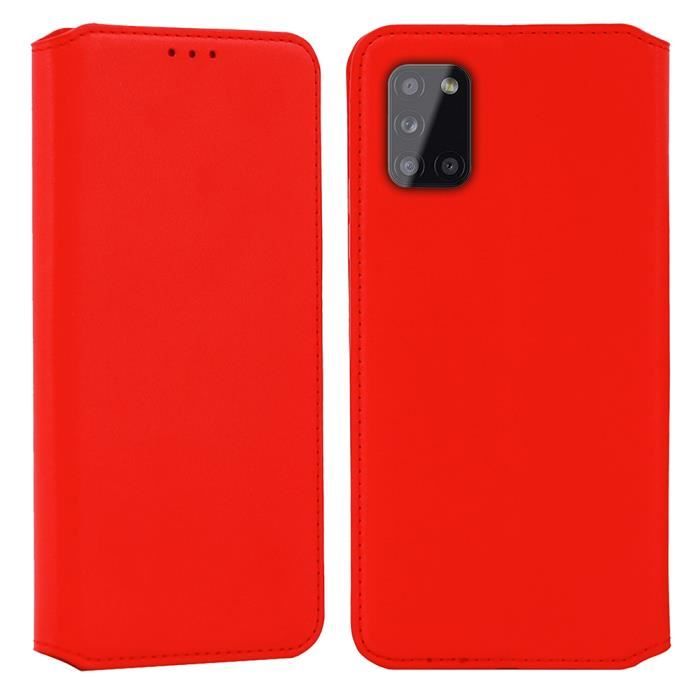 Coque pour Samsung Galaxy A31,Portefeuille Cuir pour (Galaxy A31 (6,4 Pouces), Rouge)