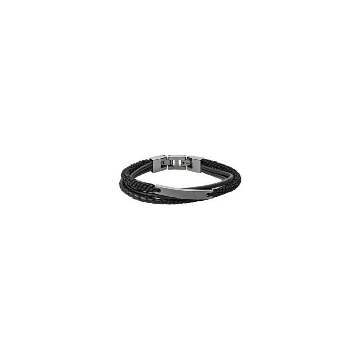 Bracelet homme - FOSSIL - Bracelet homme Fossil Vintage casual multi-rangs - Couleur de la matière:Noir