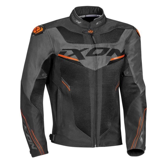 IXON Blouson moto Draco - Noir, Gris anthracite et Orange