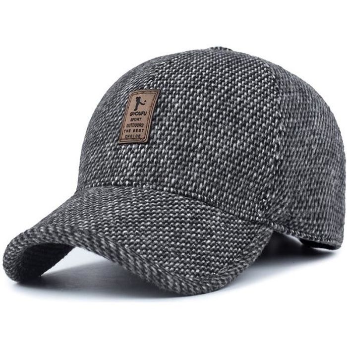 Casquette Homme Réglable en Coton Chapeau de Soleil Randonnée Automne et Hiver Gris