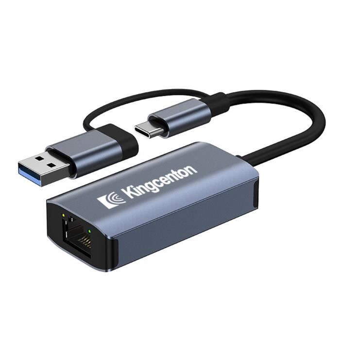 Kingcenton Adaptateur USB Ethernet Gigabit USB3.0 vers RJ45 Réseau Adaptateur USB C HUB à 1000Mbps LAN pour Macbook Nintendo Switch