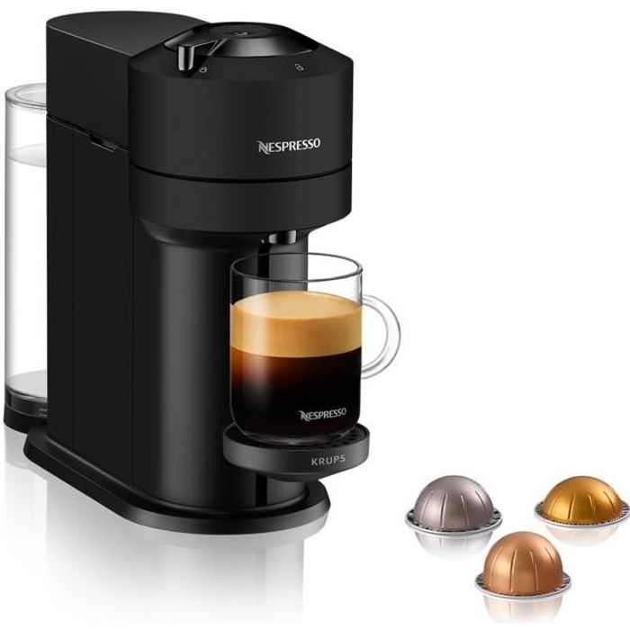 KRUPS YY4606FD Vertuo Next noir mat, 1,1 L, Machine expresso Nespresso, Machine à café 5 tailles de tasses