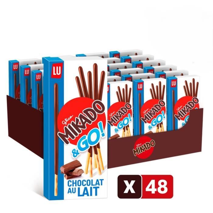 Mikado Pocket - Biscuit Chocolat au Lait - Format Pocket Pratique à Emporter - 2 Présentoirs de 24 paquets (39 g)