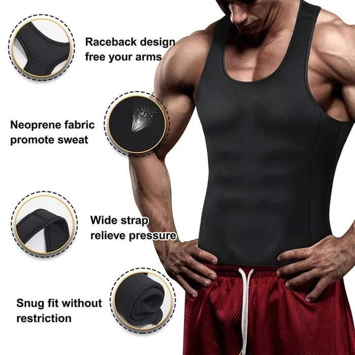 Débardeur de Sudation pour Homme Gilet de Minceur Fitness T-Shirt Effet Sauna Sport Body Shaper