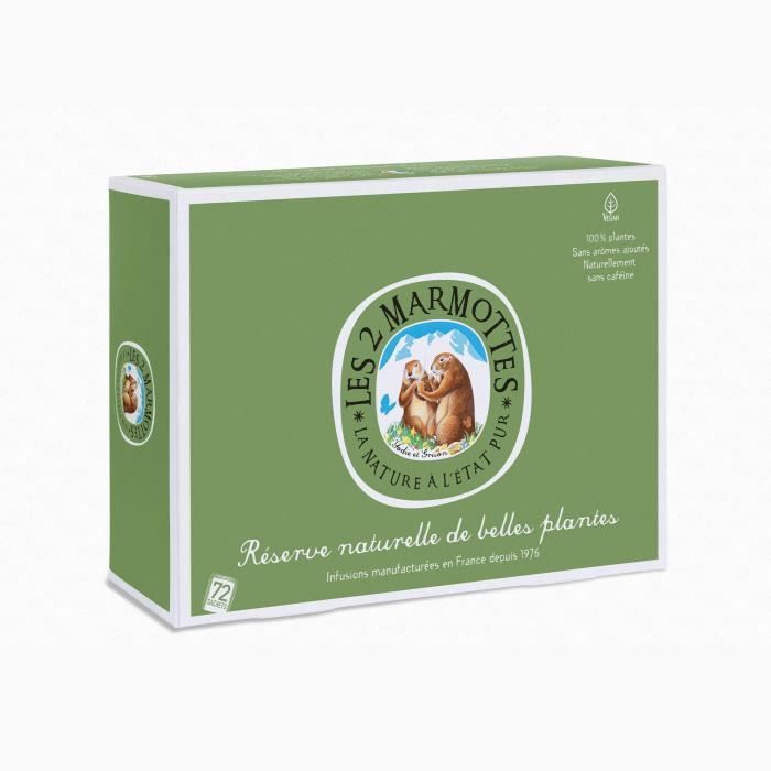 Les 2 Marmottes - Coffret -Réserve de Belles Plantes- - dégustation Infusions 72 Sachets - Made In France - Sans arômes ajoutés