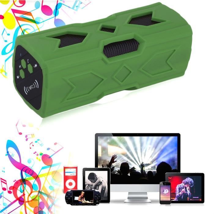 Haut-Parleur Stéréo Bluetooth Portable NFC Enceinte Lecteur MP3 - Couleur Vert