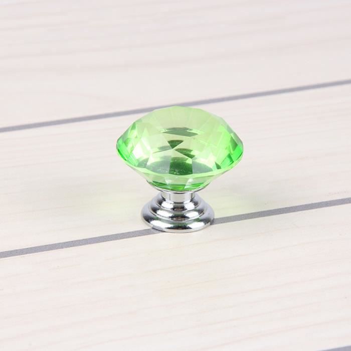 10 PCS Poignée Porte Boutons Cristal Vert s Armoires Tiroir Diamant Porte Meuble 30mm Knob