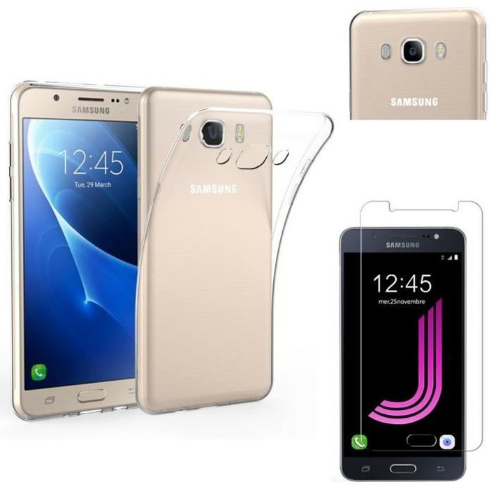 Coque Samsung Galaxy J7 2016 J710 - Silicone Transparent + Verre Trempé Film Protection Ecran [Phonillico®]