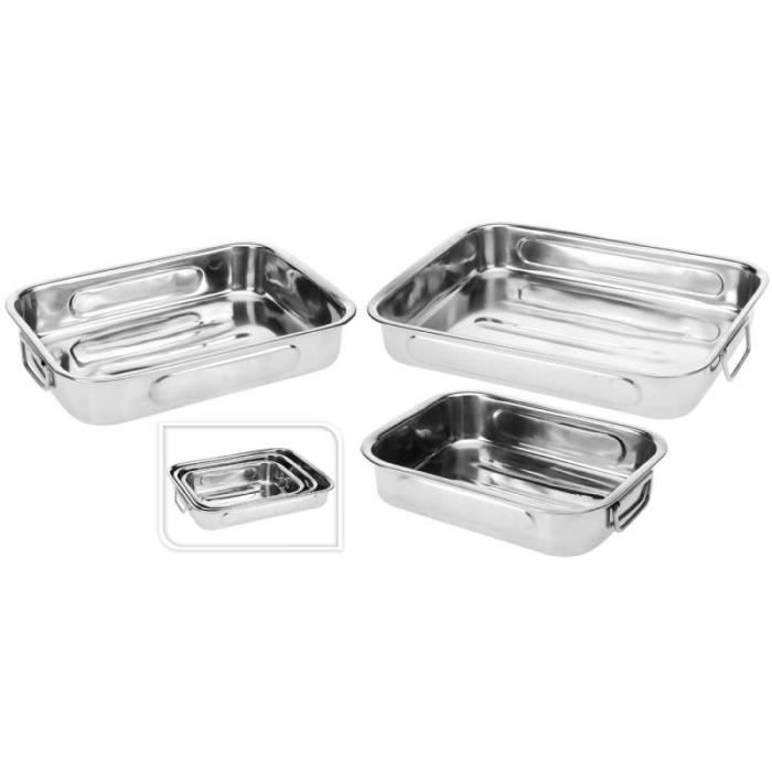 plats rectangulaires inox les 3 pieces