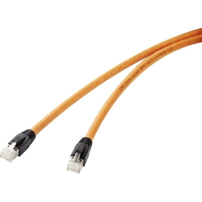 Câble de raccordement réseau Renkforce RF-3335126 RJ45 CAT 8.1 S-FTP 0.3 m orange contacts dorés, avec cliquet d'encastrement 1 pc(s