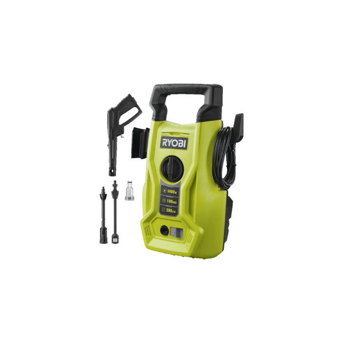 Nettoyeur haute pression RYOBI RY100PWA 1400 W - 100 bars - 360 L - flexible 5 m PVC - lance vario