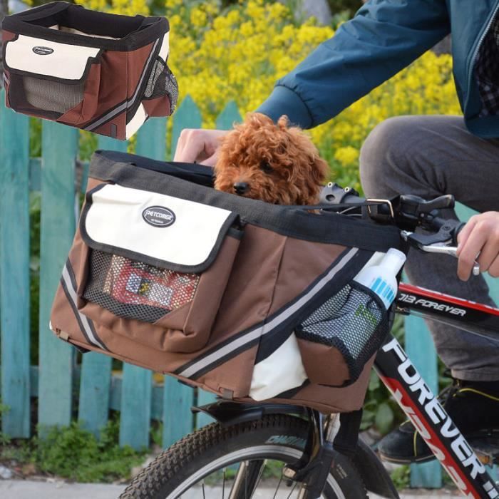 Transporteur animaux de compagnie vélo,Panier guidon de vélo transporteur avant pour petits chien chat Voyage sac de transport
