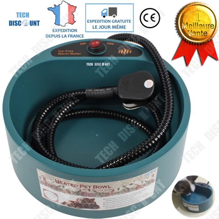 TD® Bol chauffant automatique turquoise bleu vert pour animaux de compagnie gamelle thermique chats et chiens résistant aux morsure