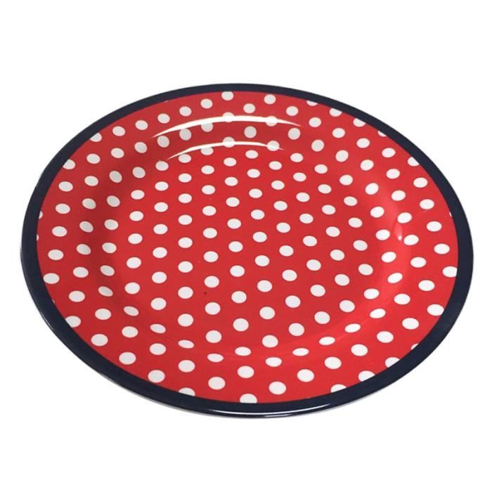 1 pc 9 -Imitation Porcelaine Assiette À Dîner De Fruits Épaissie Collation pour Home Restaurant Hôtel (Rouge) PLATE