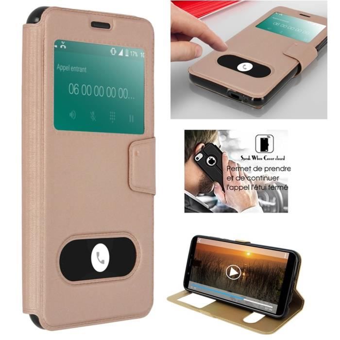 Coque Etui Or Décrochage Appel WIKO VIEW 2